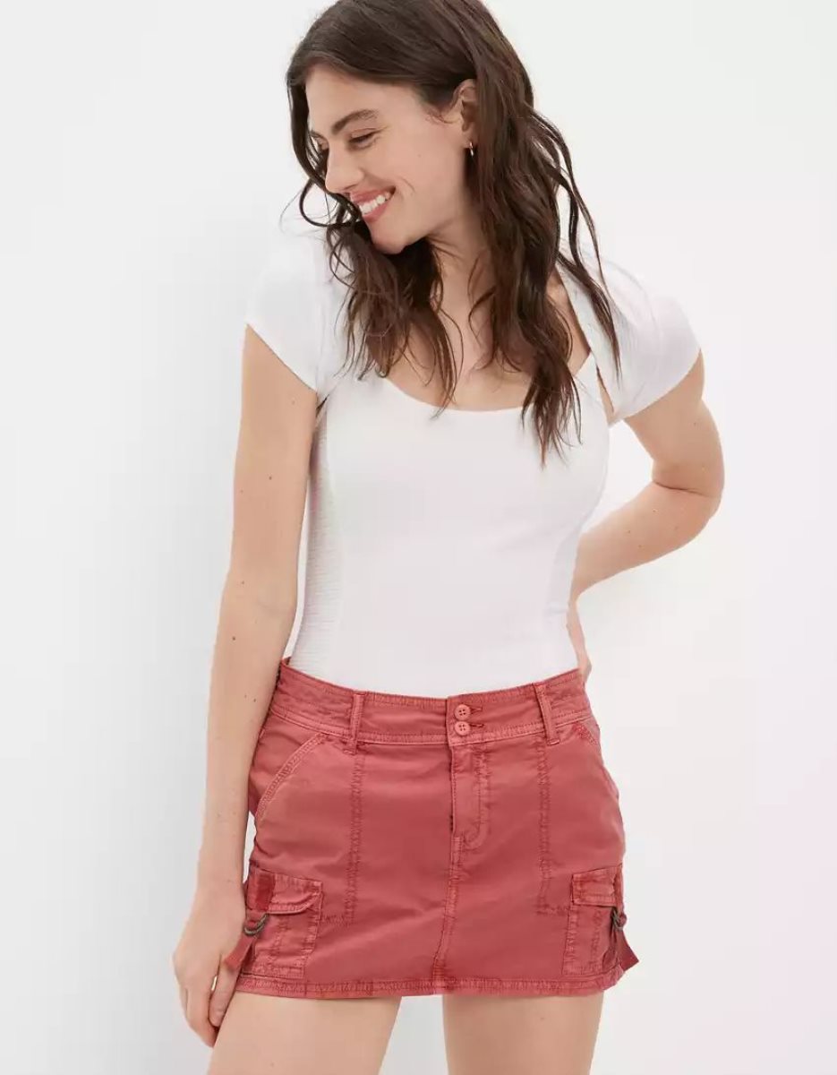 Jupes American Eagle AE Snappy Cargo Low-Rise Mini Rouge Femme | PYA-96582224